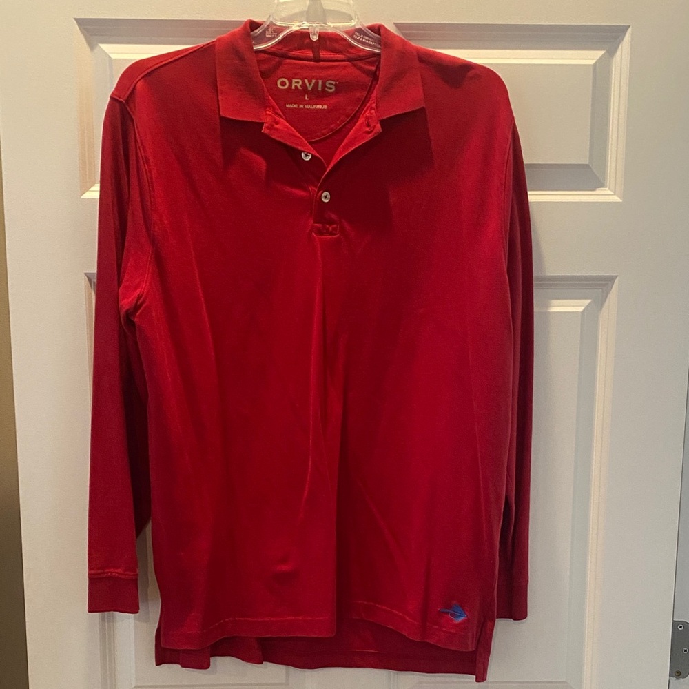 Orvis Red Long Sleeve Polo Shirt